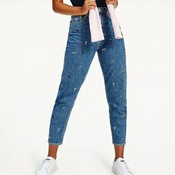Tommy Hilfiger Women’s Embroidered Vintage Boyfriend Denim Jeans – Size 0 (A6) - Picture 1 of 13